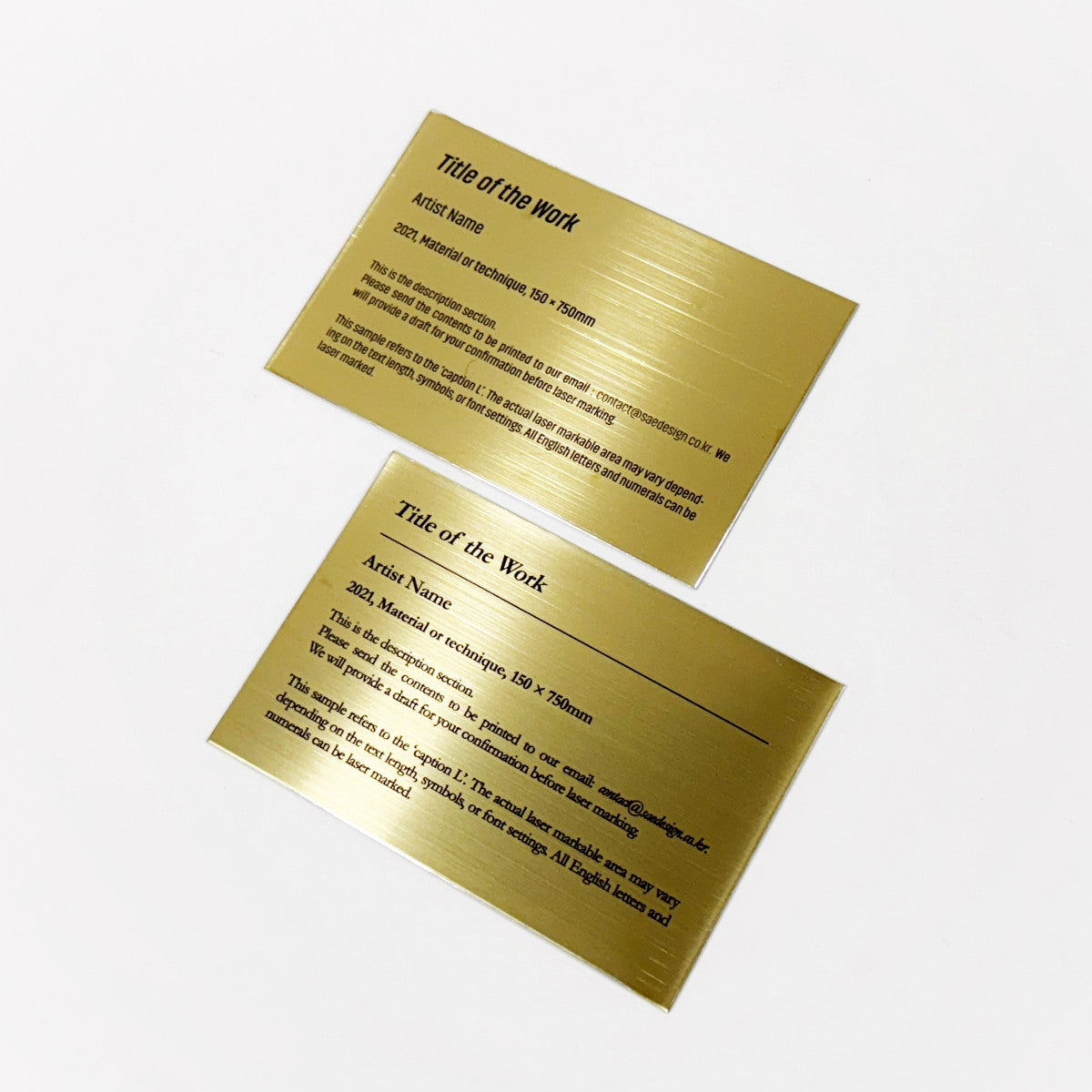 Stainless steel caption plate, gold, 150×100mm from SIDE collection
