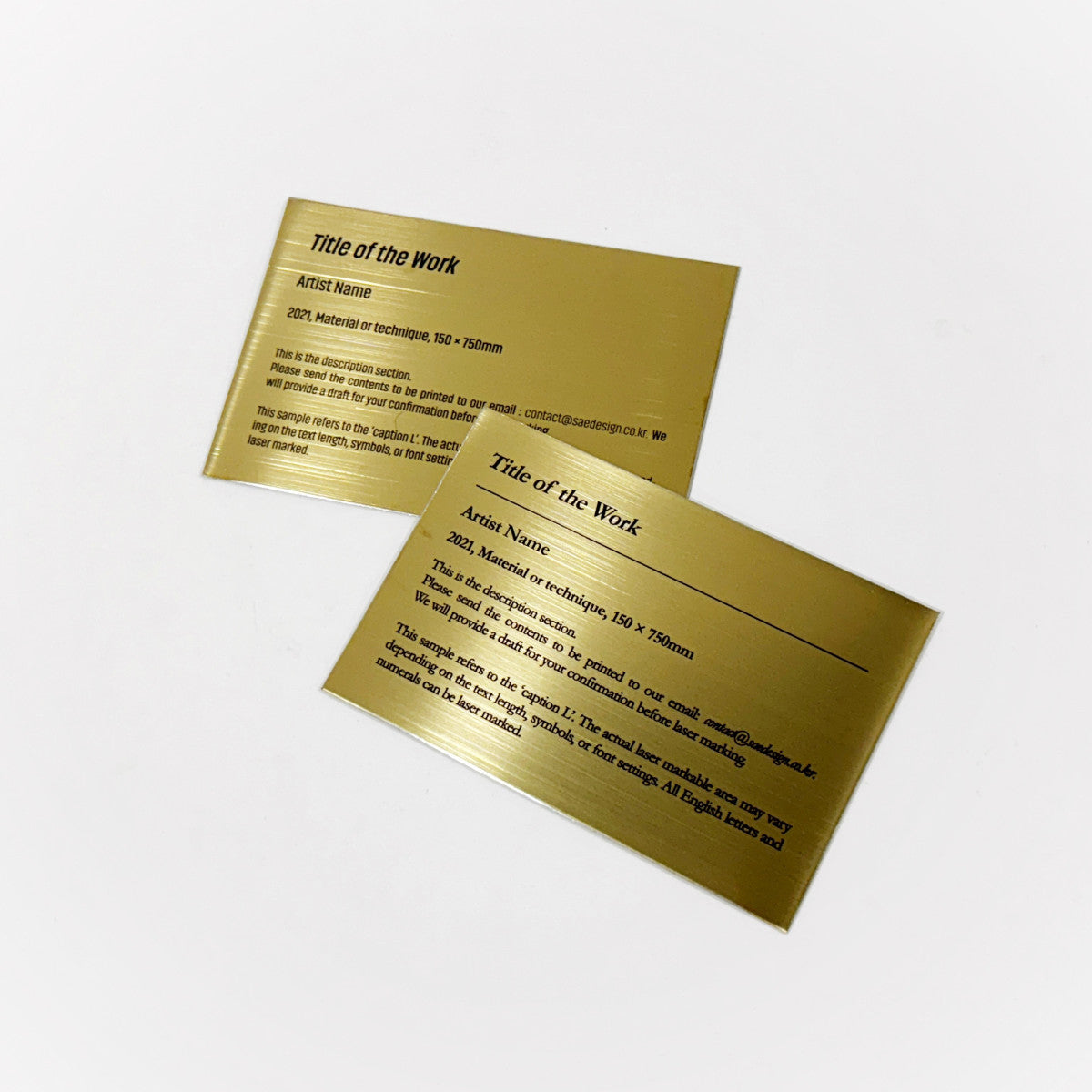 Stainless steel caption plate, gold, 150×100mm from SIDE collection

