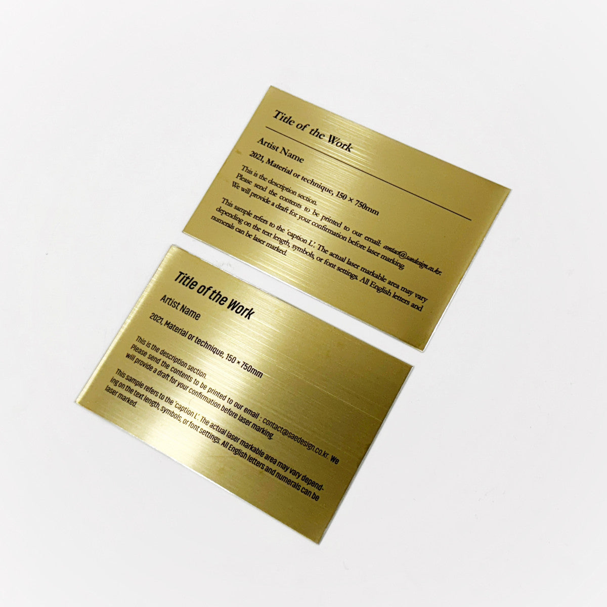 Stainless steel caption plate, gold, 150×100mm from SIDE collection
