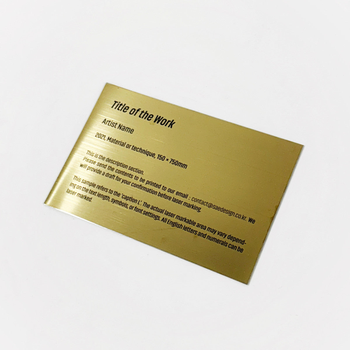 Stainless steel caption plate, gold, 150×100mm from SIDE collection
