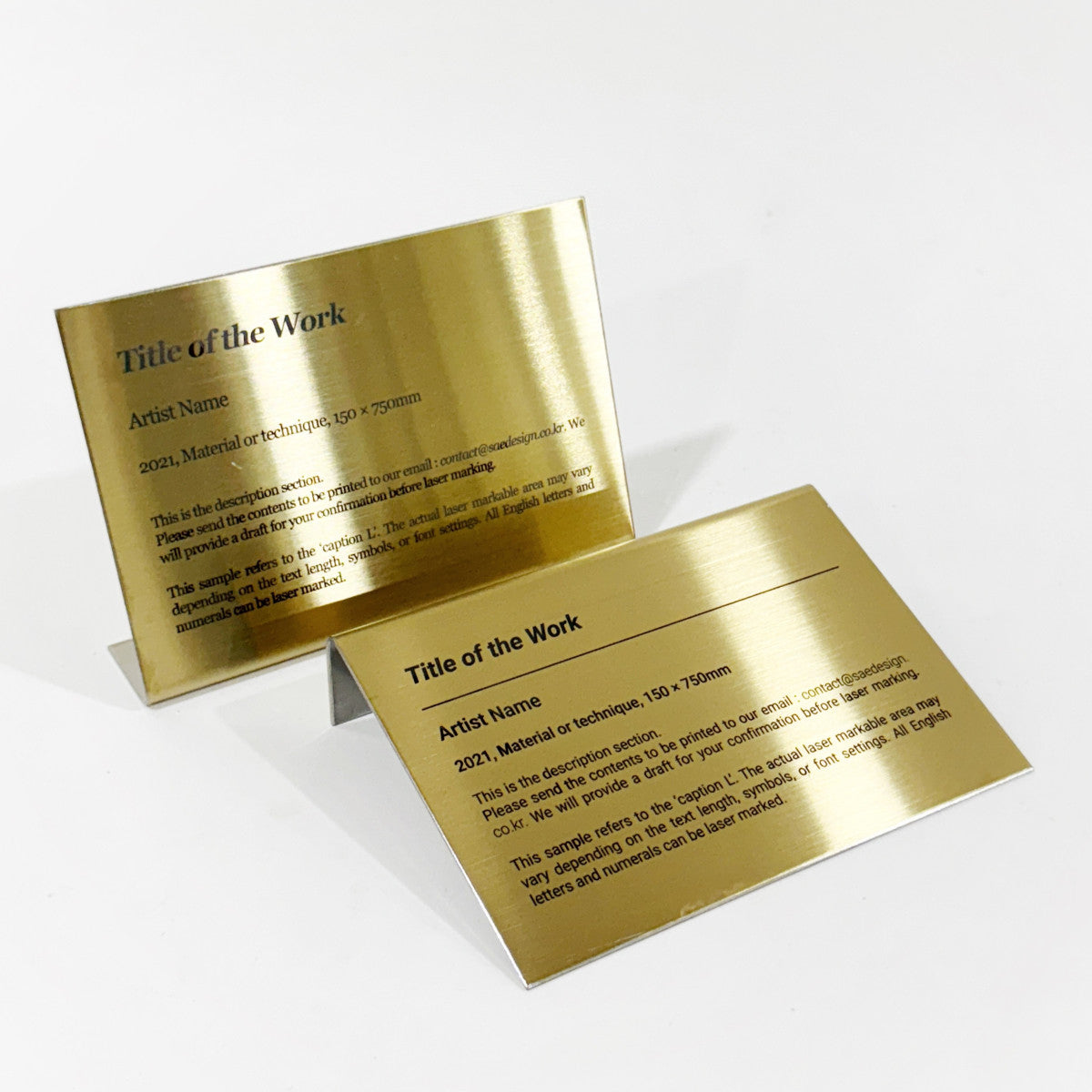 Stainless steel caption plate, gold, 150×30×100mm from SIDE collection

