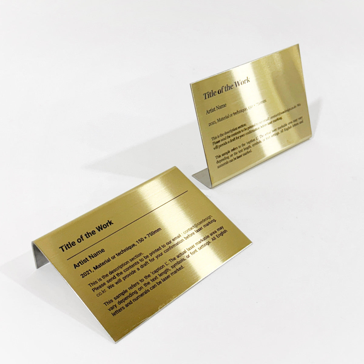 Stainless steel caption plate, gold, 150×30×100mm from SIDE collection
