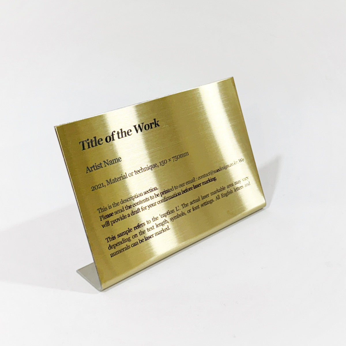 Stainless steel caption plate, gold, 150×30×100mm from SIDE collection
