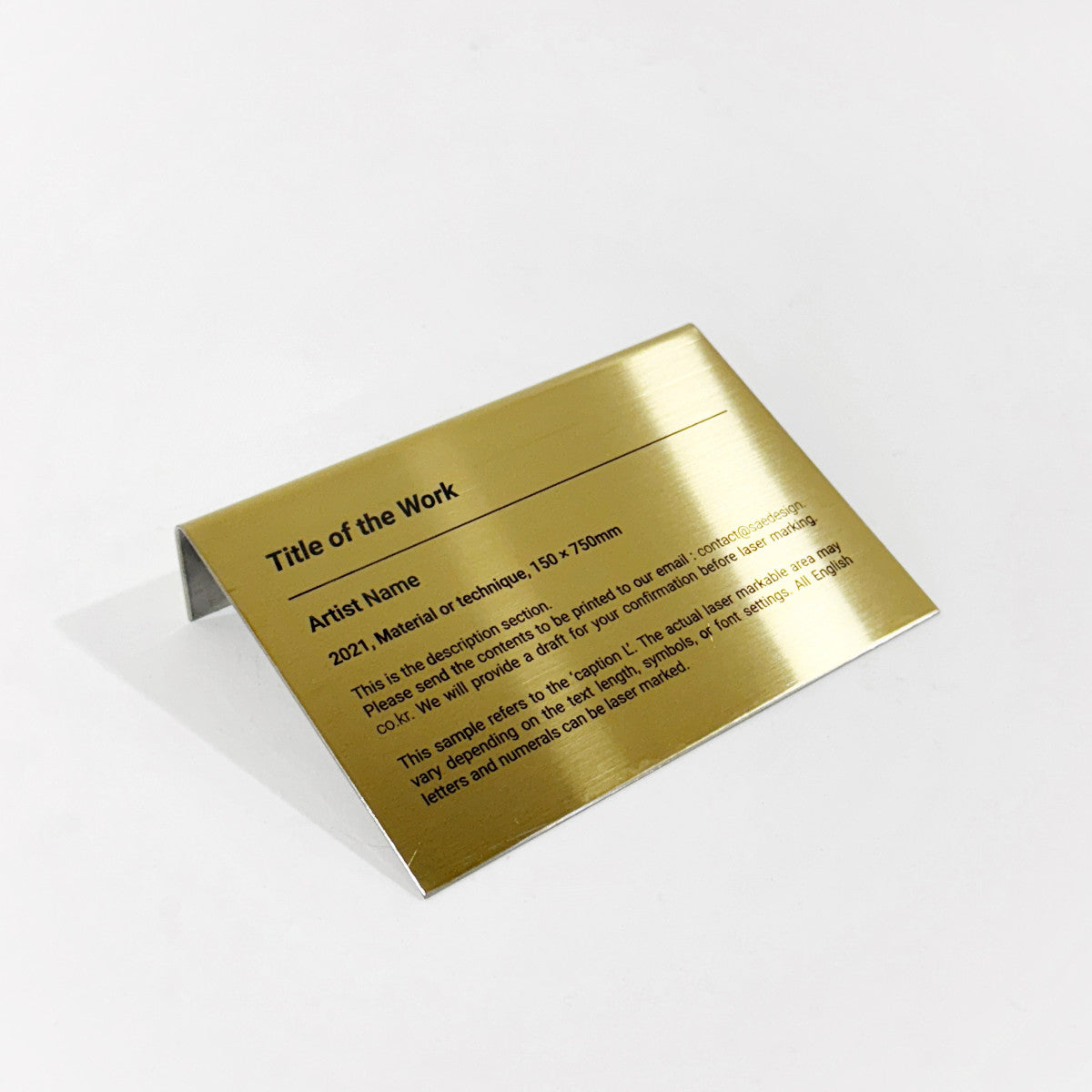 Stainless steel caption plate, gold, 150×30×100mm from SIDE collection

