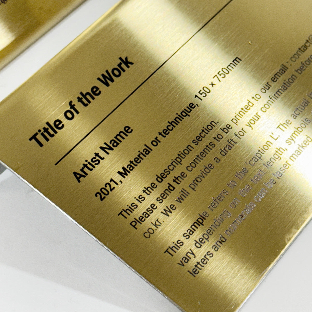 Stainless steel caption plate, gold, 150×30×100mm from SIDE collection
