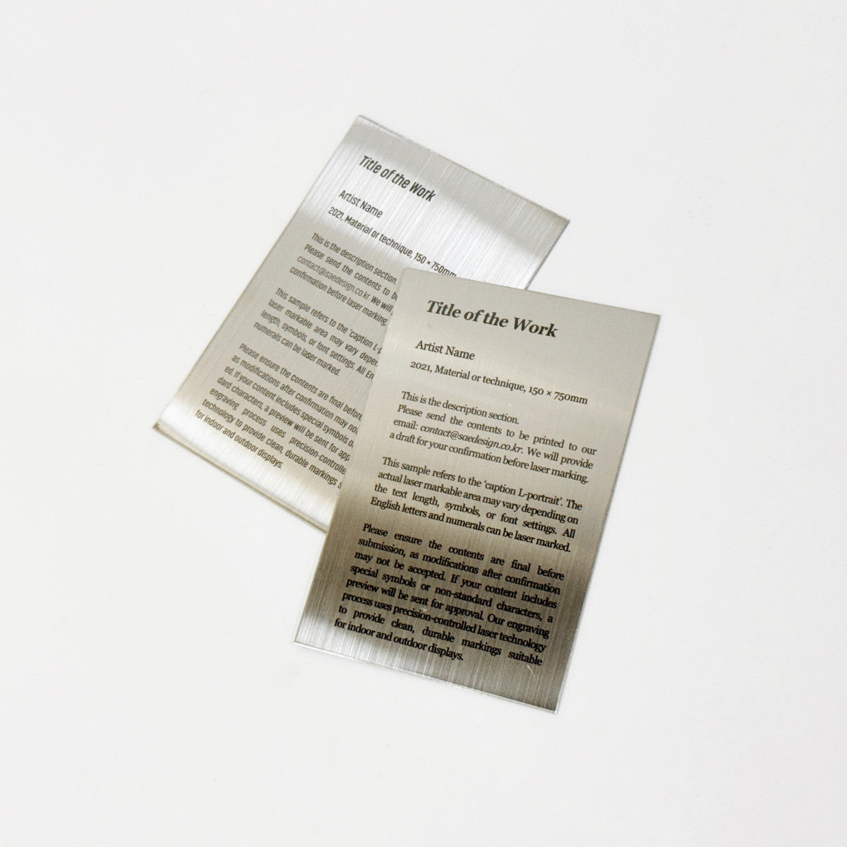 Stainless steel caption plate, silver, 100×150mm from SIDE collection
