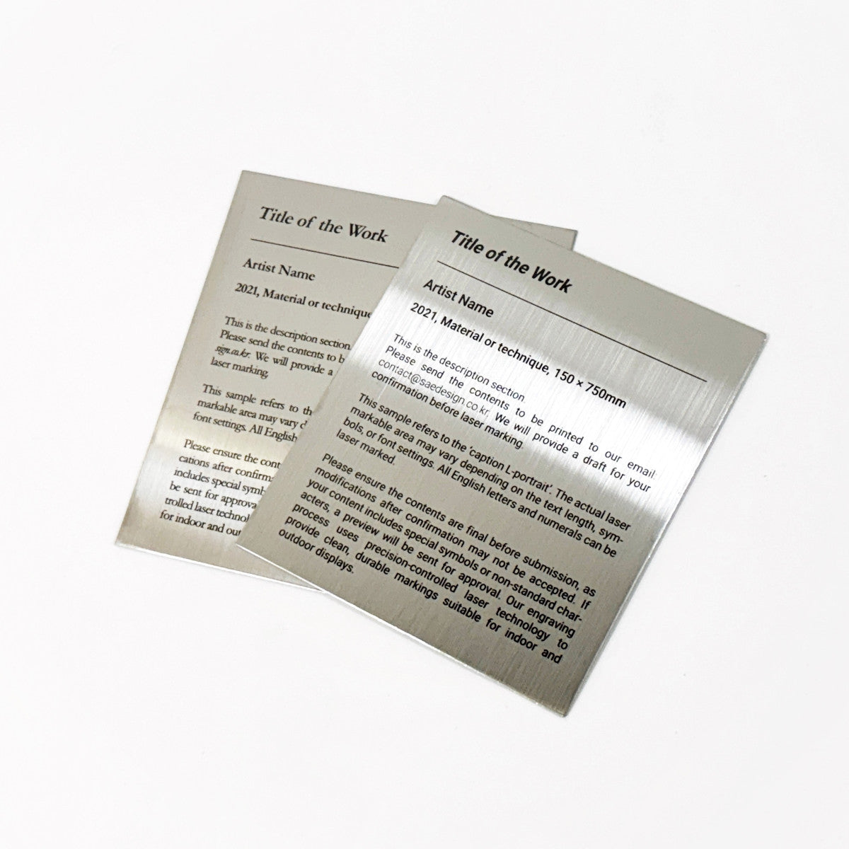 Stainless steel caption plate, silver, 130×150mm from SIDE collection
