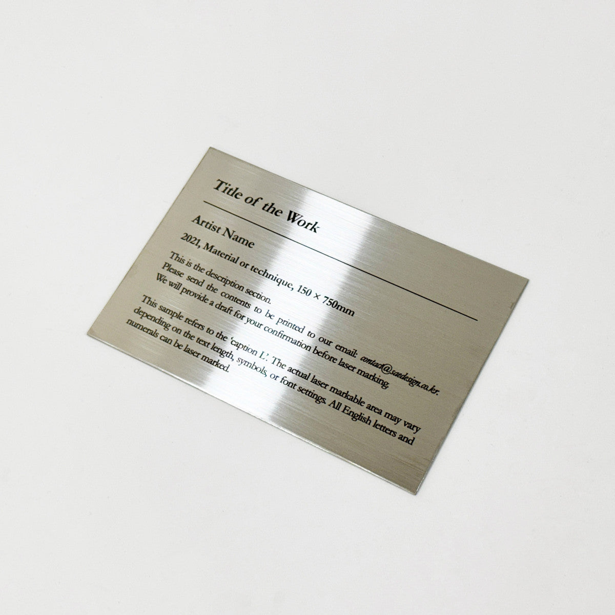 Stainless steel caption plate, silver, 150×100mm from SIDE collection
