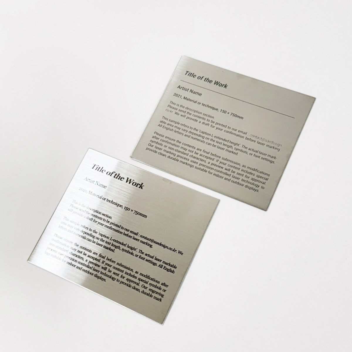 Stainless steel caption plate, silver, 150×130mm from SIDE collection

