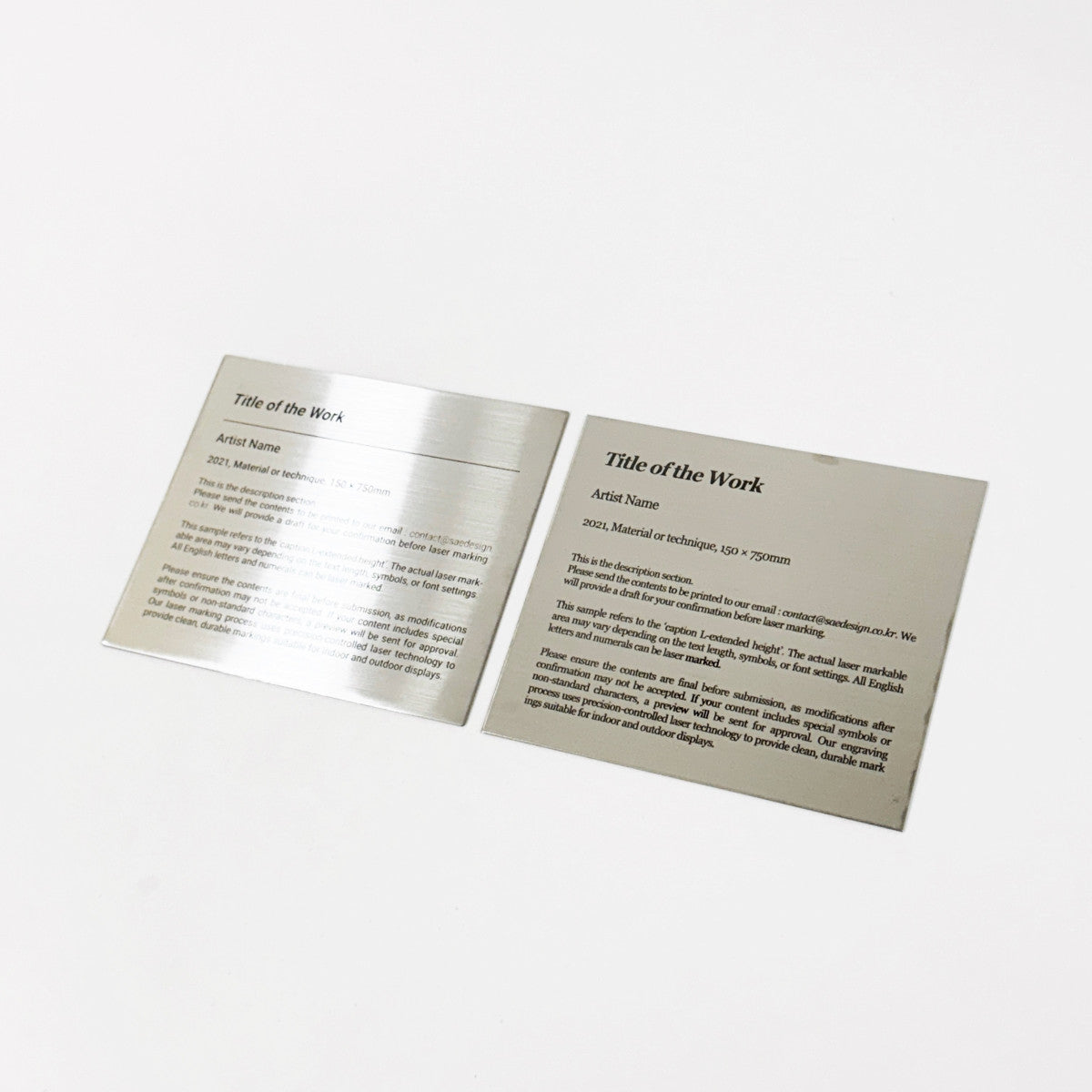 Stainless steel caption plate, silver, 150×130mm from SIDE collection
