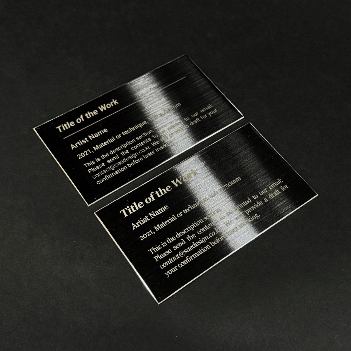 Stainless steel caption plate, black, 110×60mm from SIDE collection
