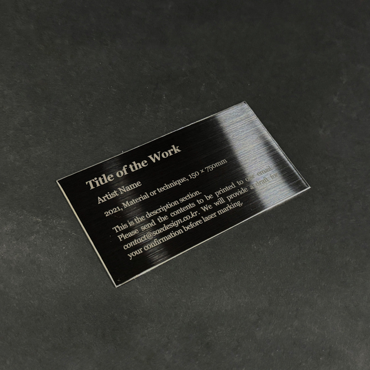 Stainless steel caption plate, black, 110×60mm from SIDE collection
