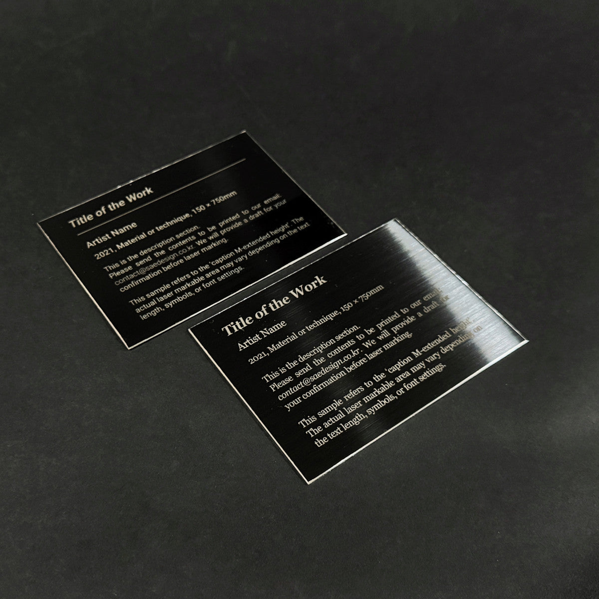 Medium Adhesive Mounted Caption Plate Black 110x80mm 4.33x3.15in Extended Height SIDE Collection