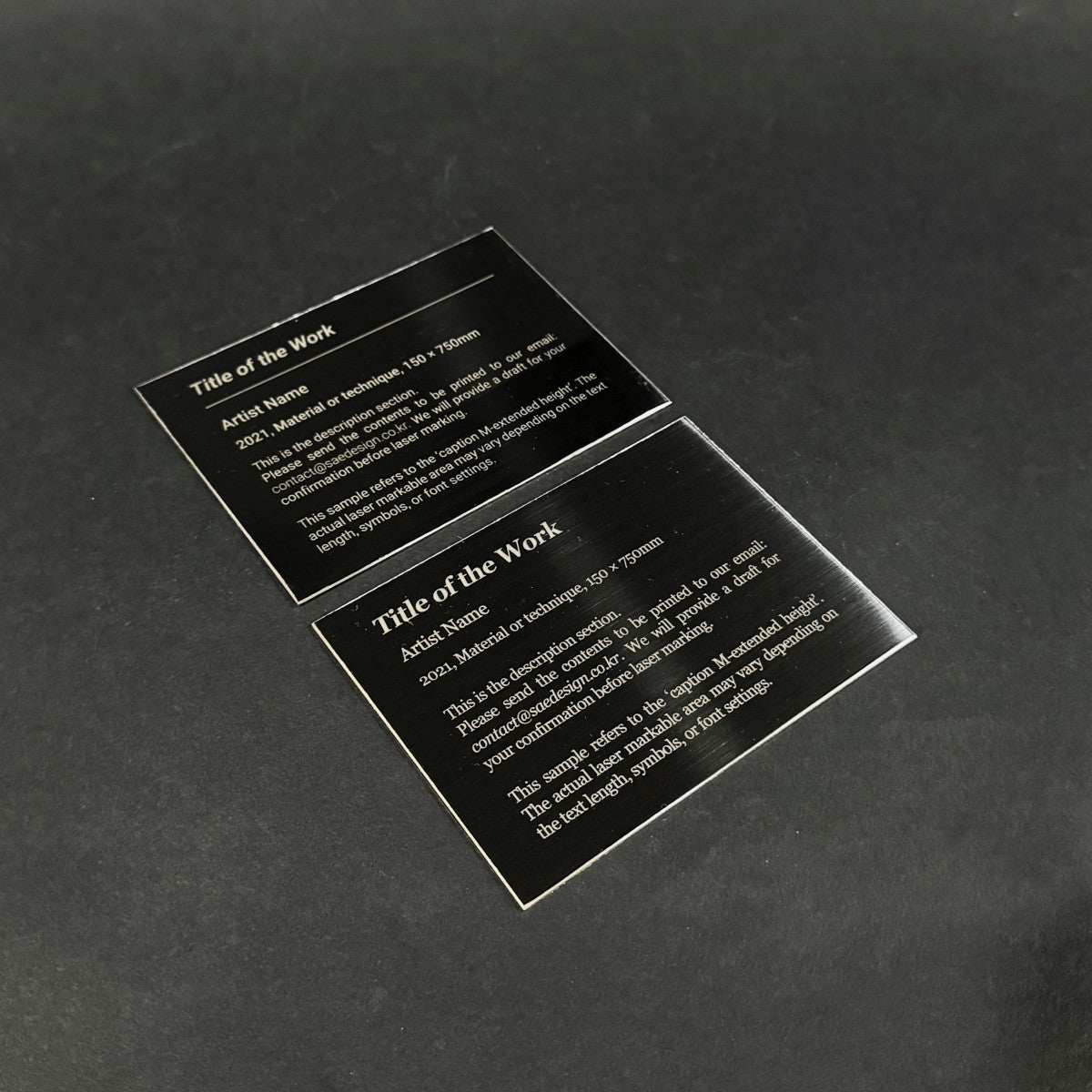 Medium Adhesive Mounted Caption Plate Black 110x80mm 4.33x3.15in Extended Height SIDE Collection
