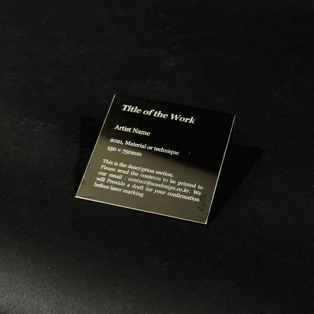 Stainless steel caption plate, black, 80×30×80mm from SIDE collection
