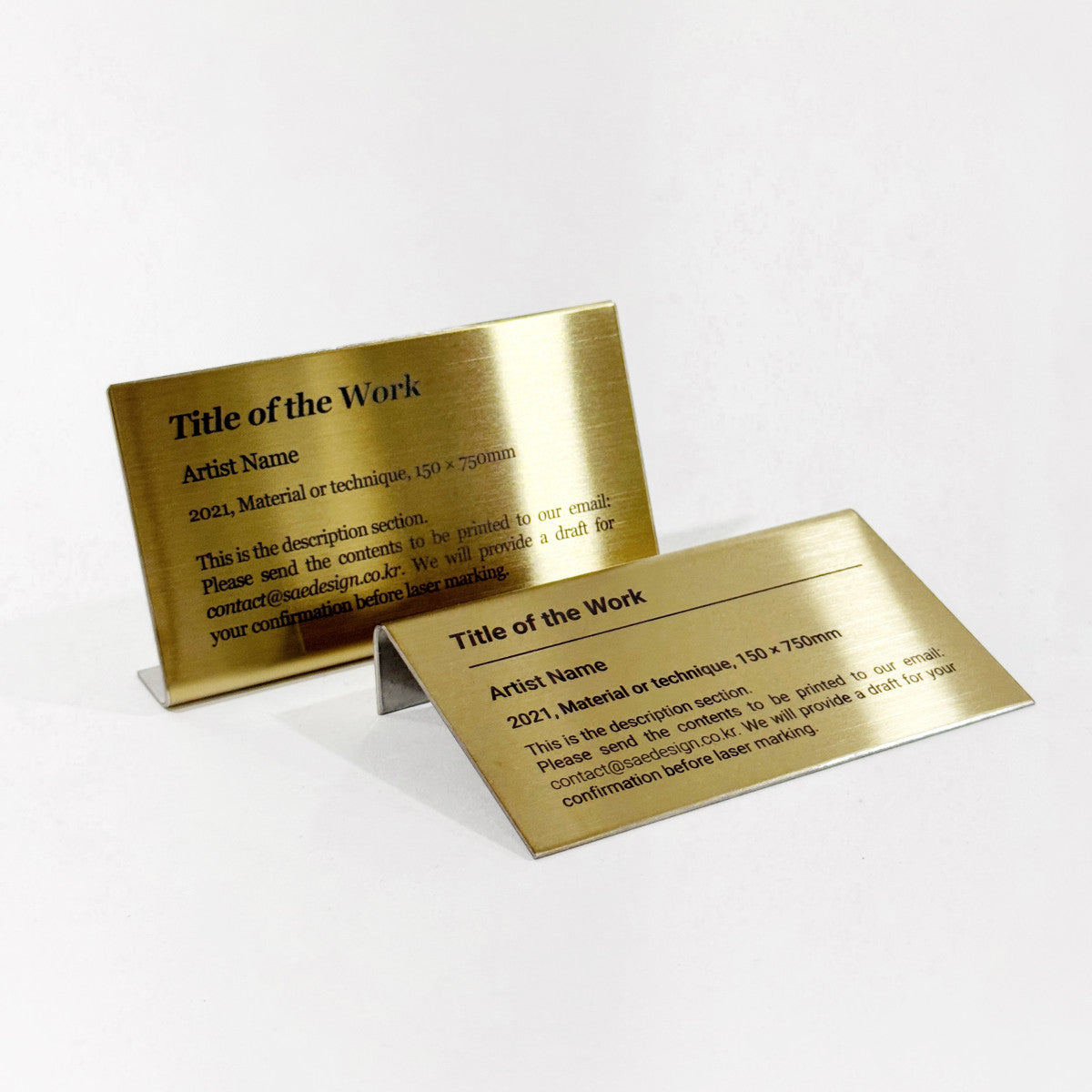 Stainless steel caption plate, gold, 110×20×60mm from SIDE collection
