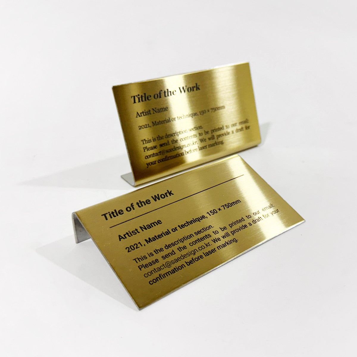 Stainless steel caption plate, gold, 110×20×60mm from SIDE collection
