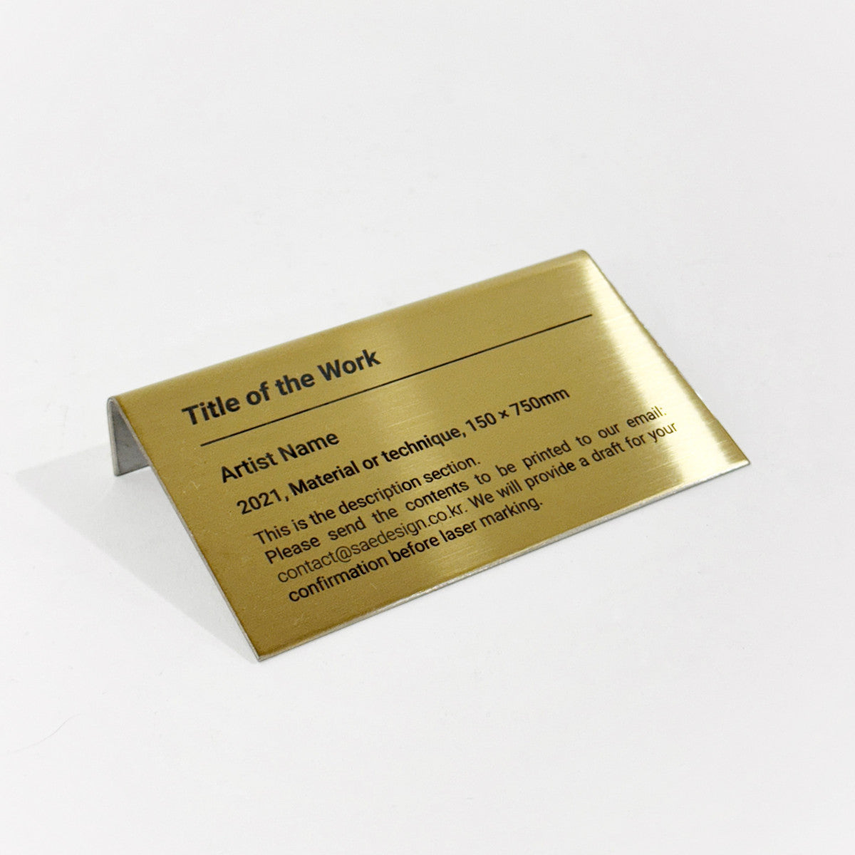 Stainless steel caption plate, gold, 110×20×60mm from SIDE collection
