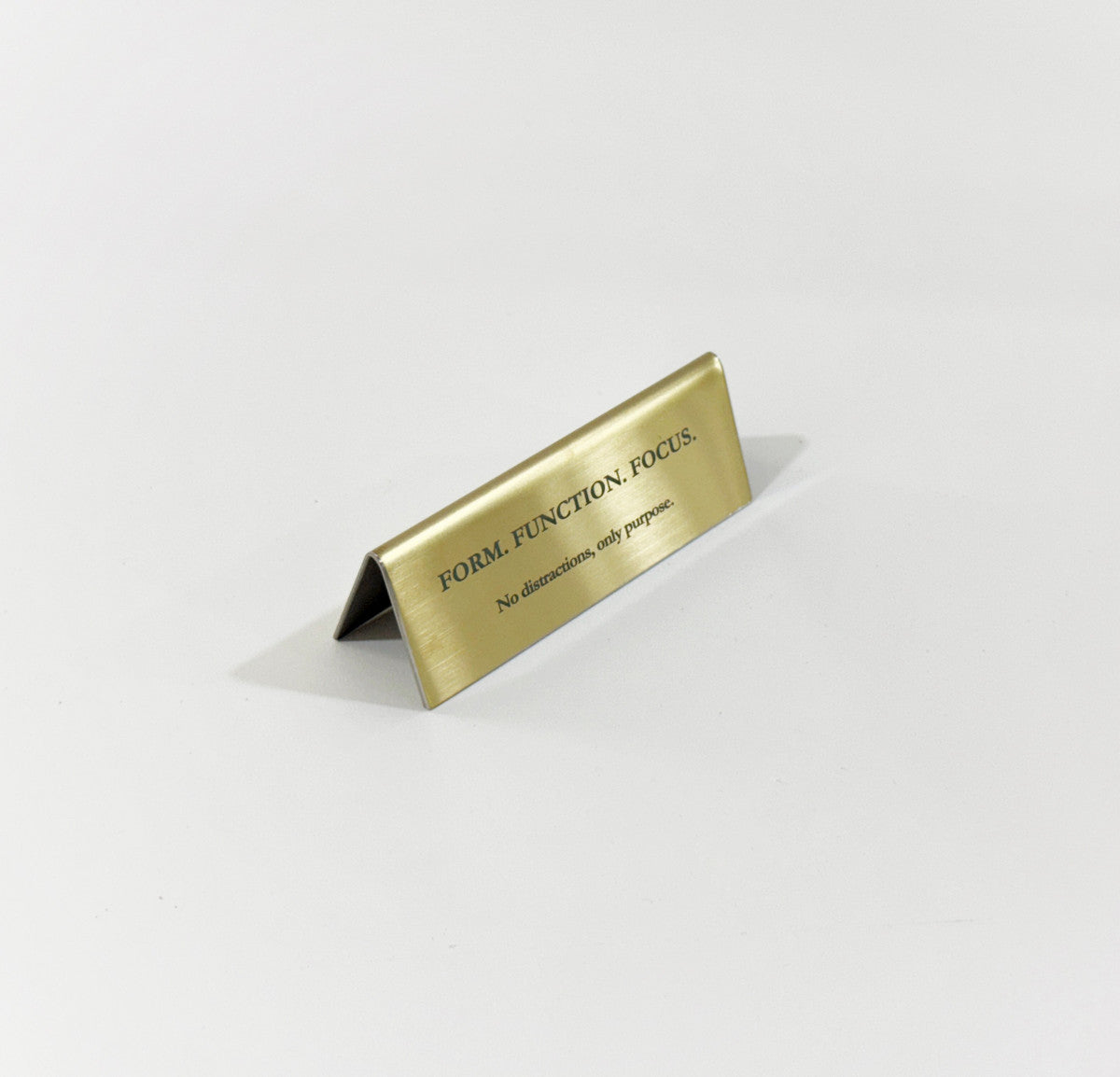 Stainless steel table tent POP plate, gold, 110×33×40mm
