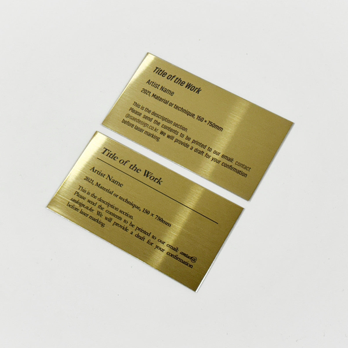 Stainless steel caption plate, gold, 110×60mm from SIDE collection
