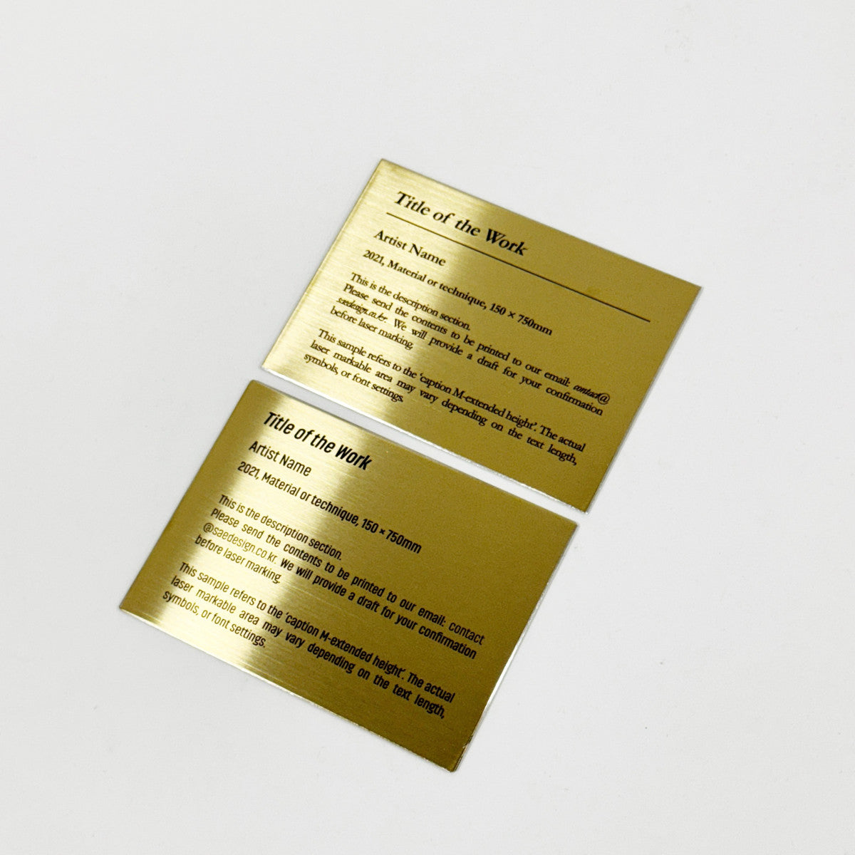 Stainless steel caption plate, gold, 110×80mm from SIDE collection
