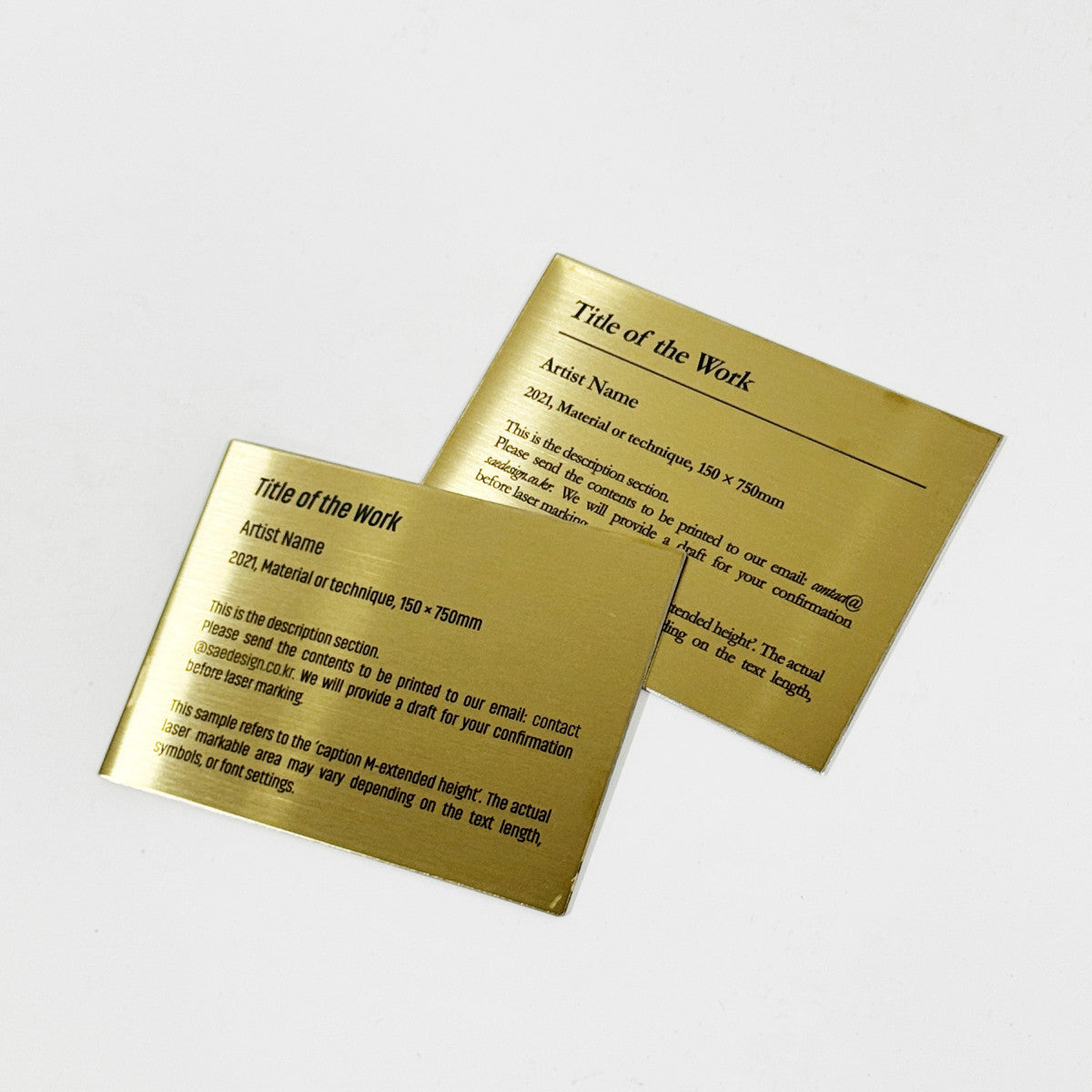 Stainless steel caption plate, gold, 110×80mm from SIDE collection

