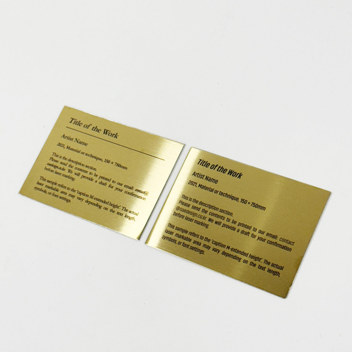 Stainless steel caption plate, gold, 110×80mm from SIDE collection
