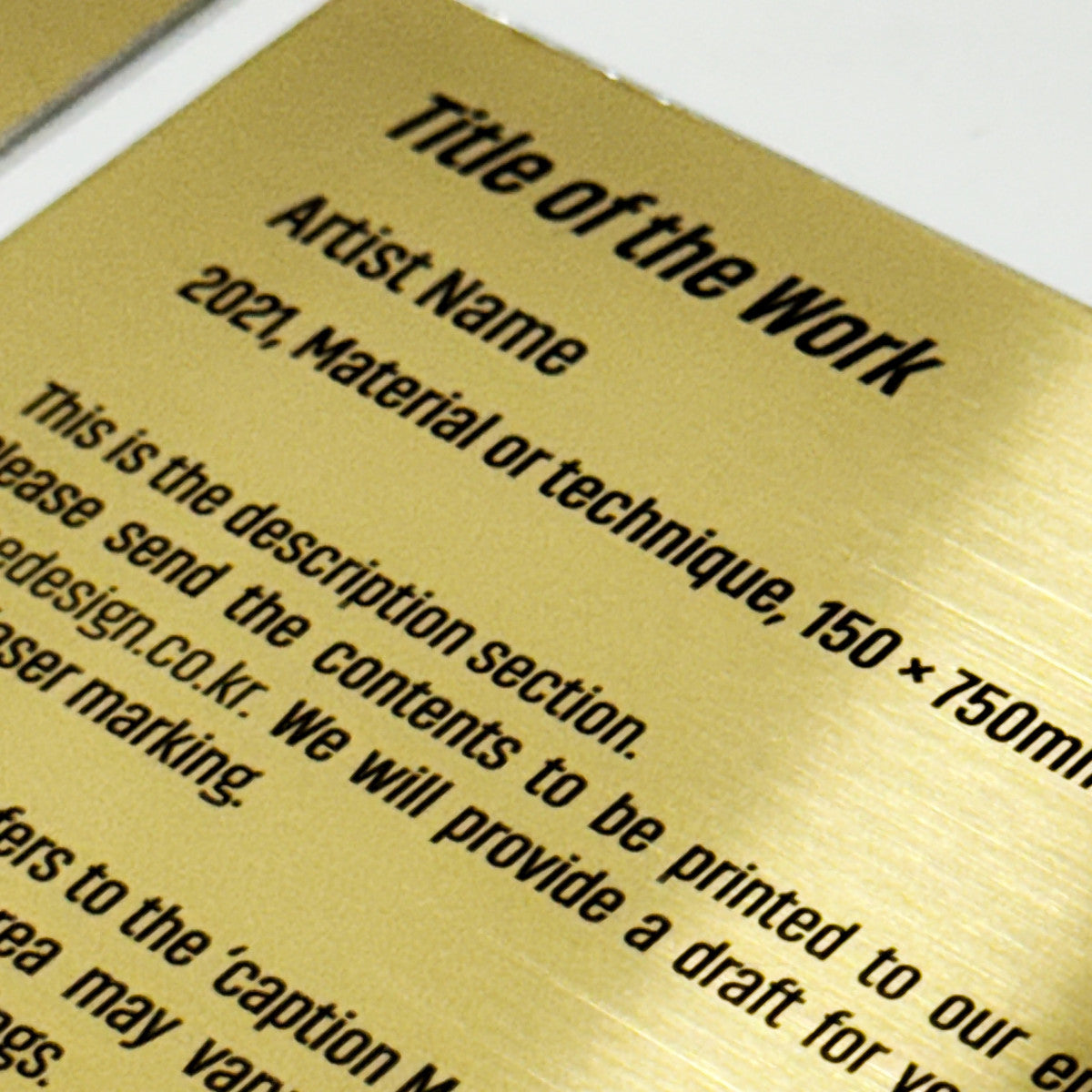 Stainless steel caption plate, gold, 110×80mm from SIDE collection
