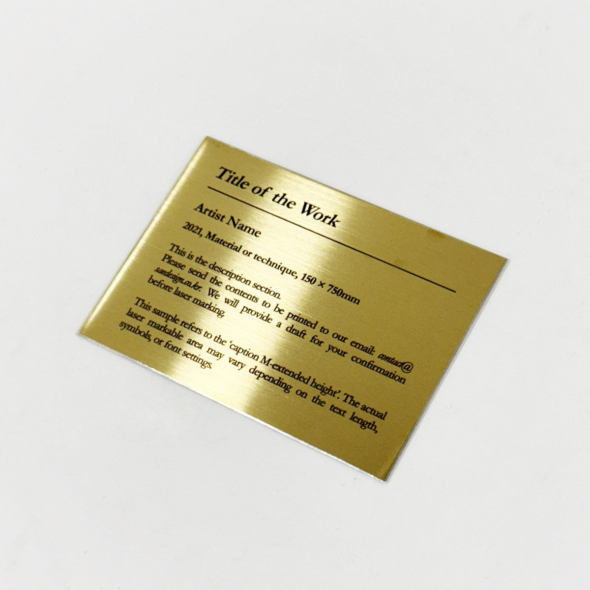 Stainless steel caption plate, gold, 110×80mm from SIDE collection
