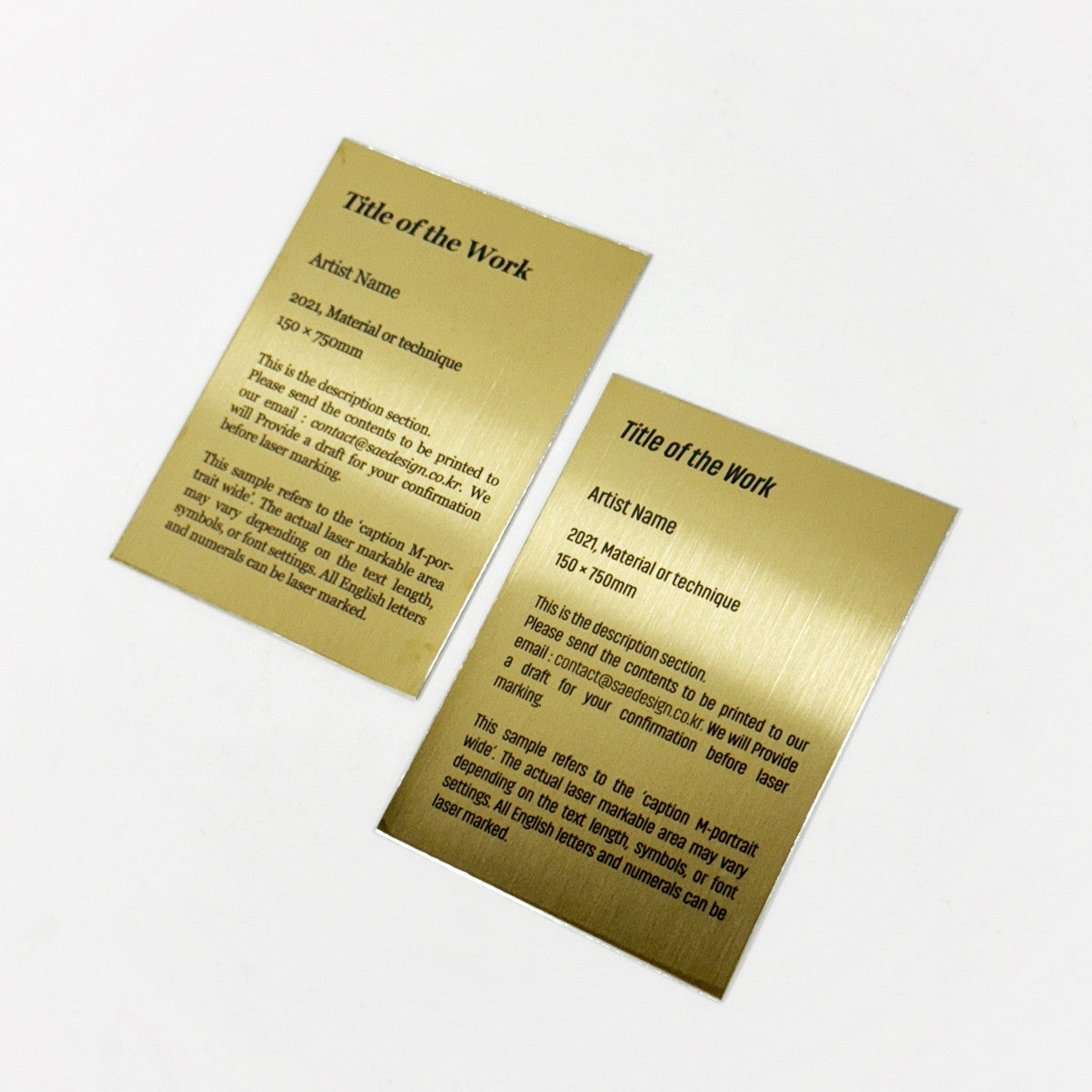 Stainless steel caption plate, gold, 80×110mm from SIDE collection
