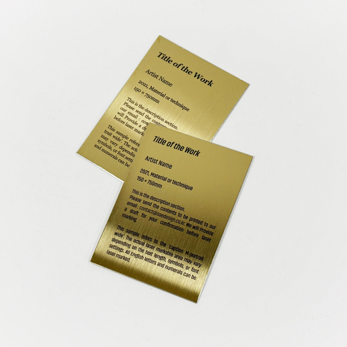 Stainless steel caption plate, gold, 80×110mm from SIDE collection

