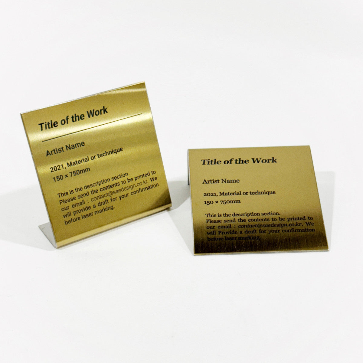 Stainless steel caption plate, gold, 80×30×80mm from SIDE collection
