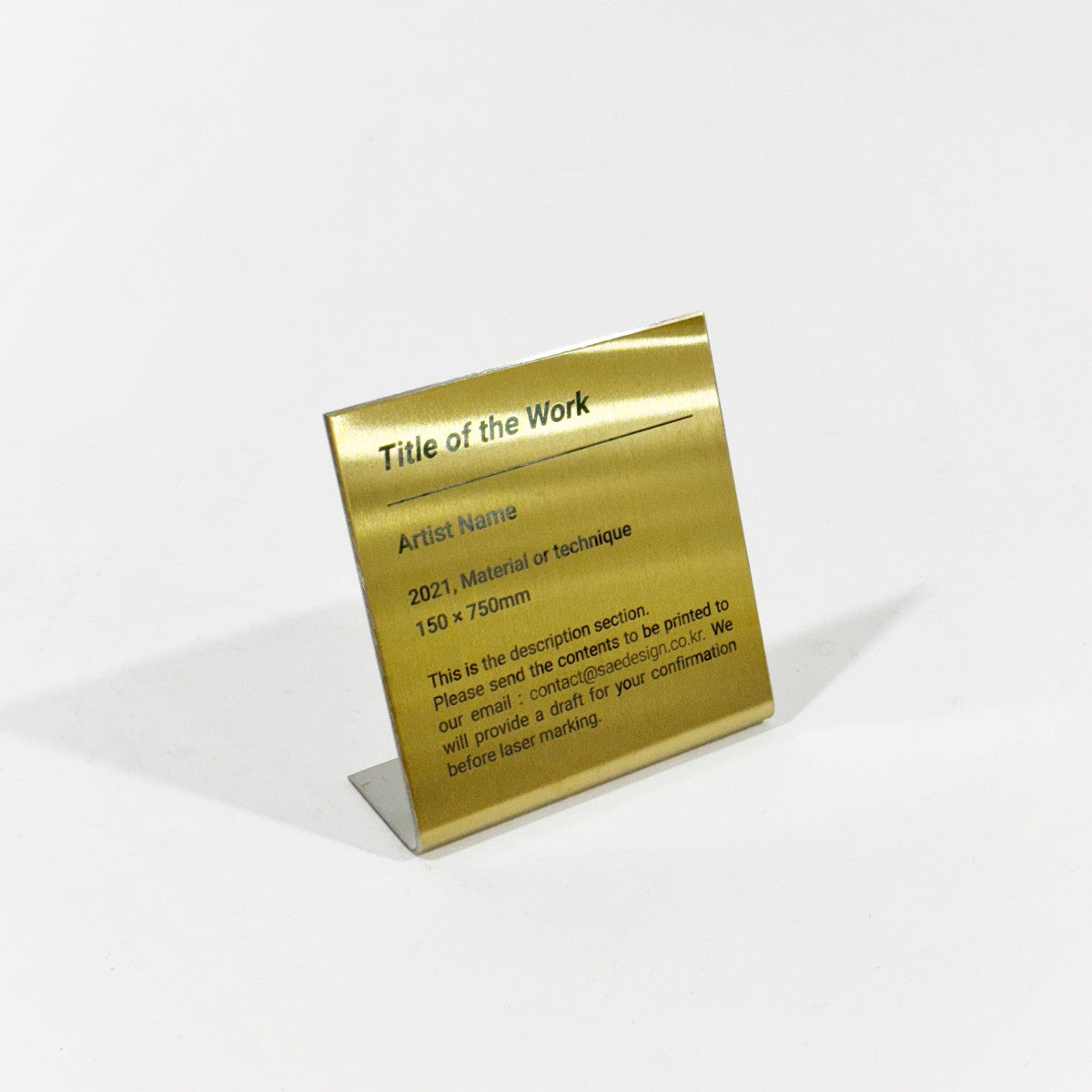 Stainless steel caption plate, gold, 80×30×80mm from SIDE collection
