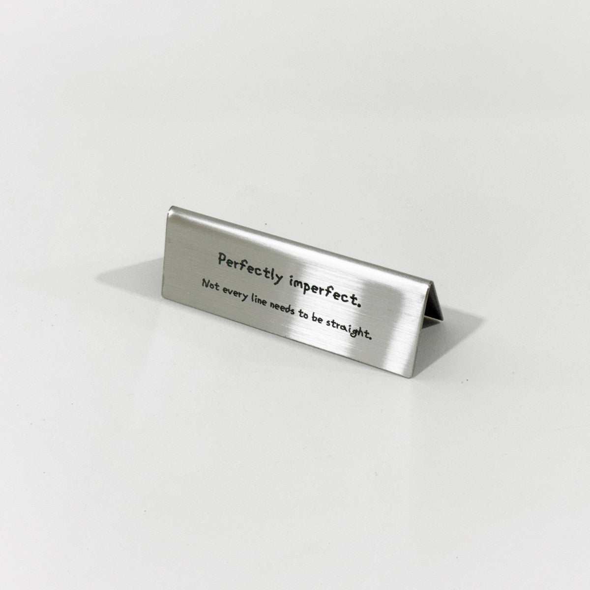 Stainless steel table tent POP plate, silver, 110×33×40mm
