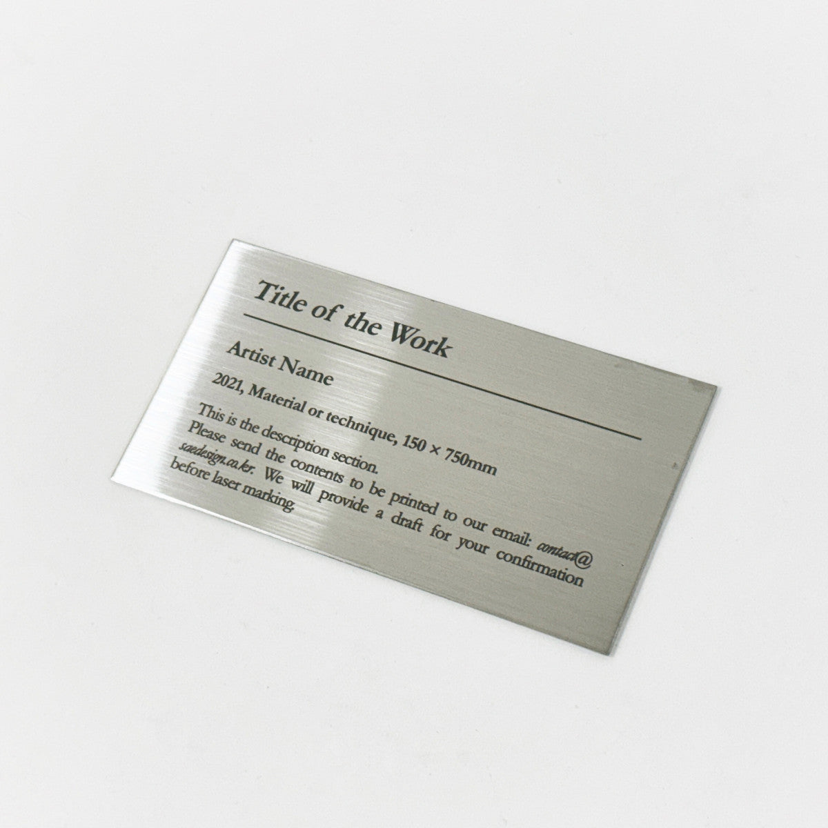 Stainless steel caption plate, silver, 110×60mm from SIDE collection
