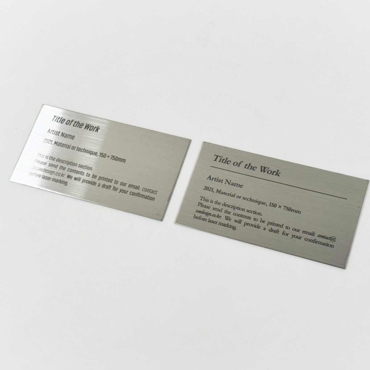 Stainless steel caption plate, silver, 110×60mm from SIDE collection
