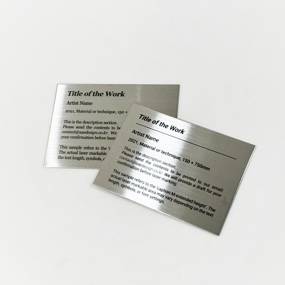 Stainless steel caption plate, silver, 110×80mm from SIDE collection
