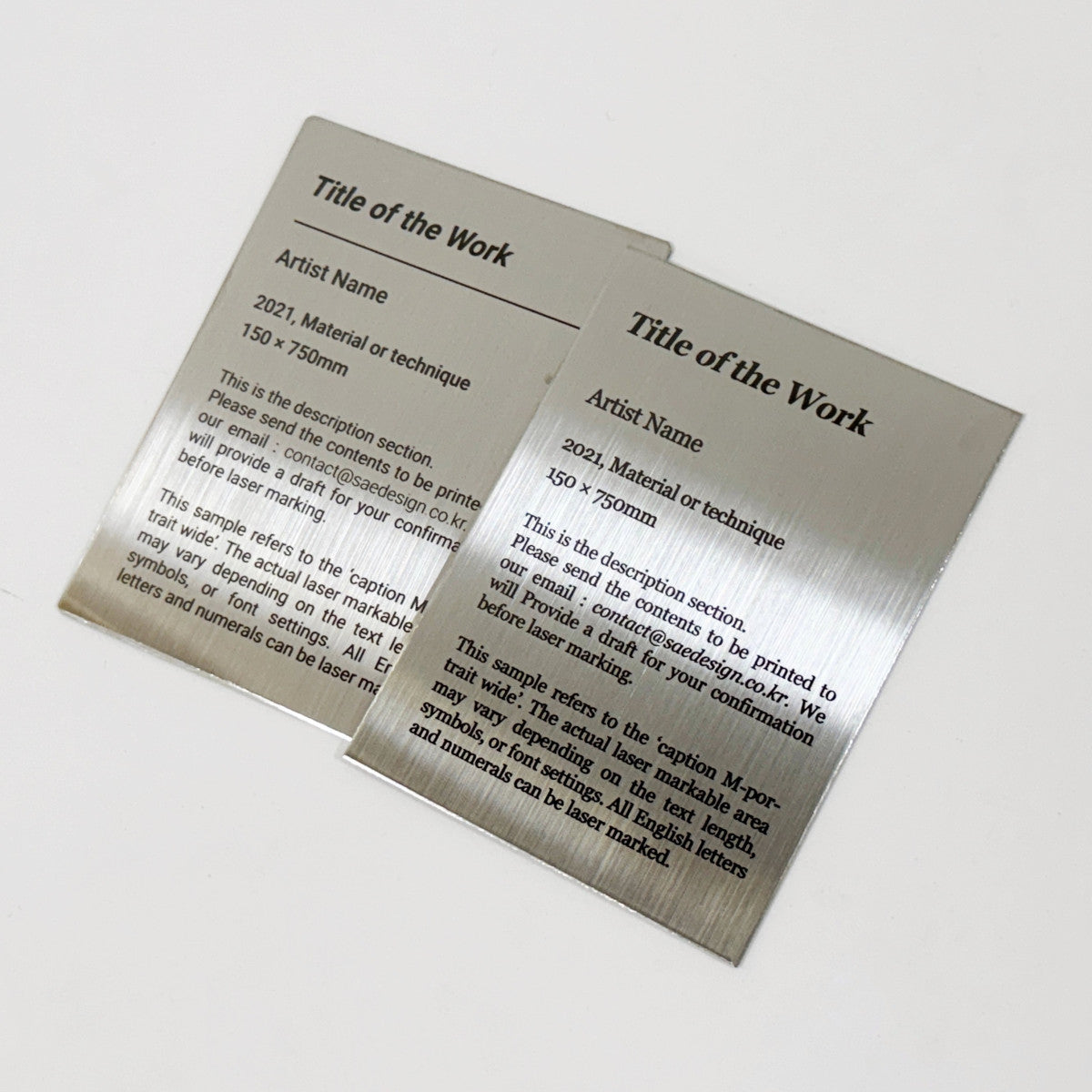 Stainless steel caption plate, silver, 80×110mm from SIDE collection
