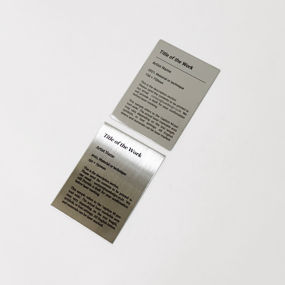 Stainless steel caption plate, silver, 80×110mm from SIDE collection
