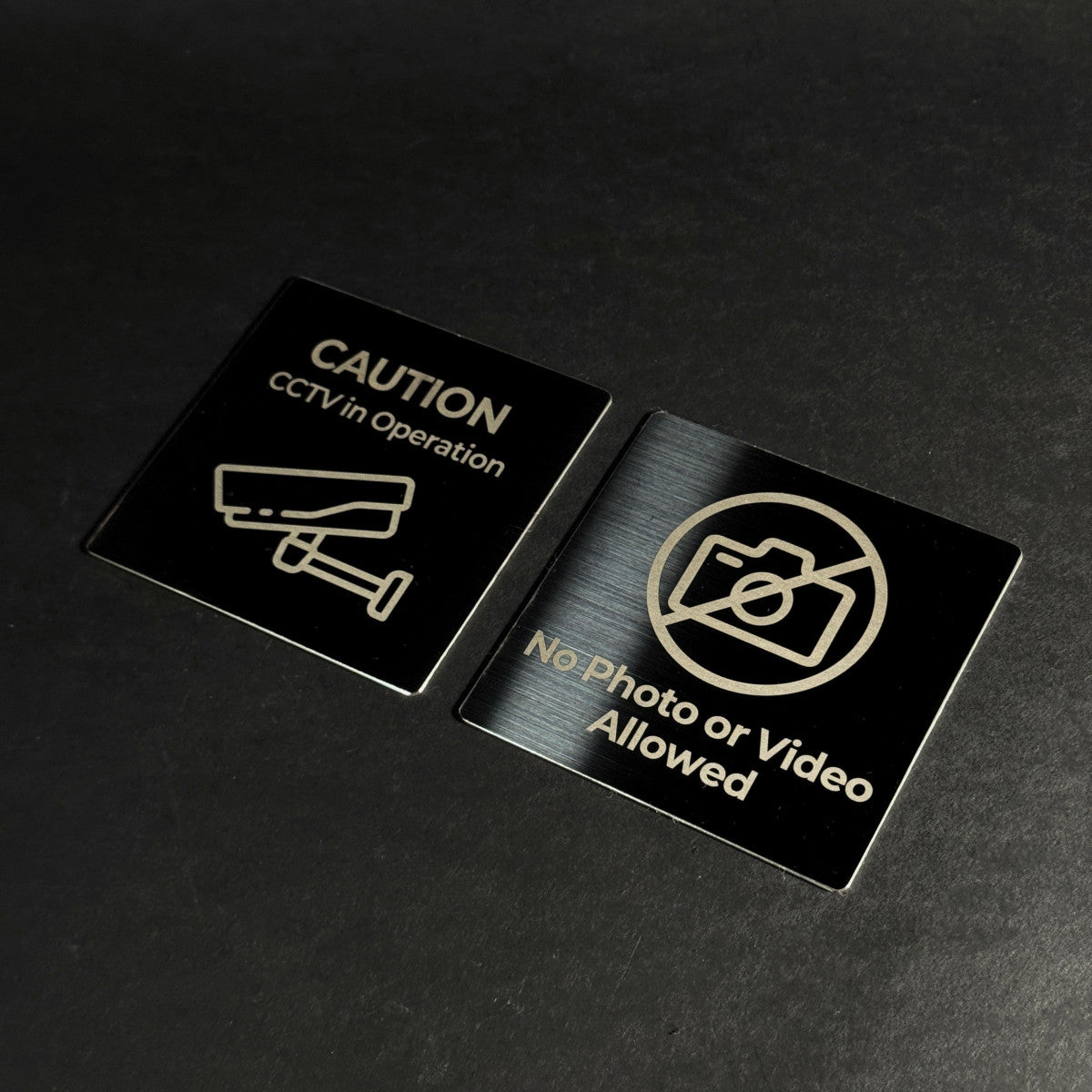 Black Stainless Steel Adhesive Pictogram Wall Sign Medium - Minimalist Universal Icon Signage for Modern Spaces
