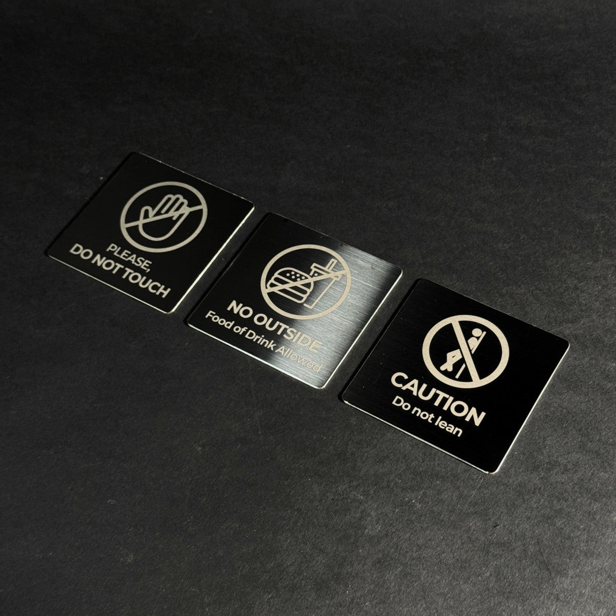 Black Stainless Steel Adhesive Pictogram Wall Sign Small - Minimalist Universal Icon Signage for Modern Spaces
