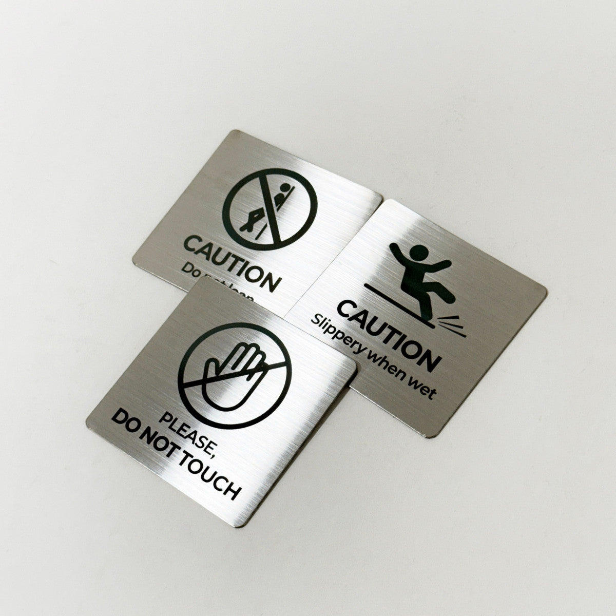 Silver Stainless Steel Adhesive Pictogram Wall Sign Small - Minimalist Universal Icon Signage for Modern Spaces
