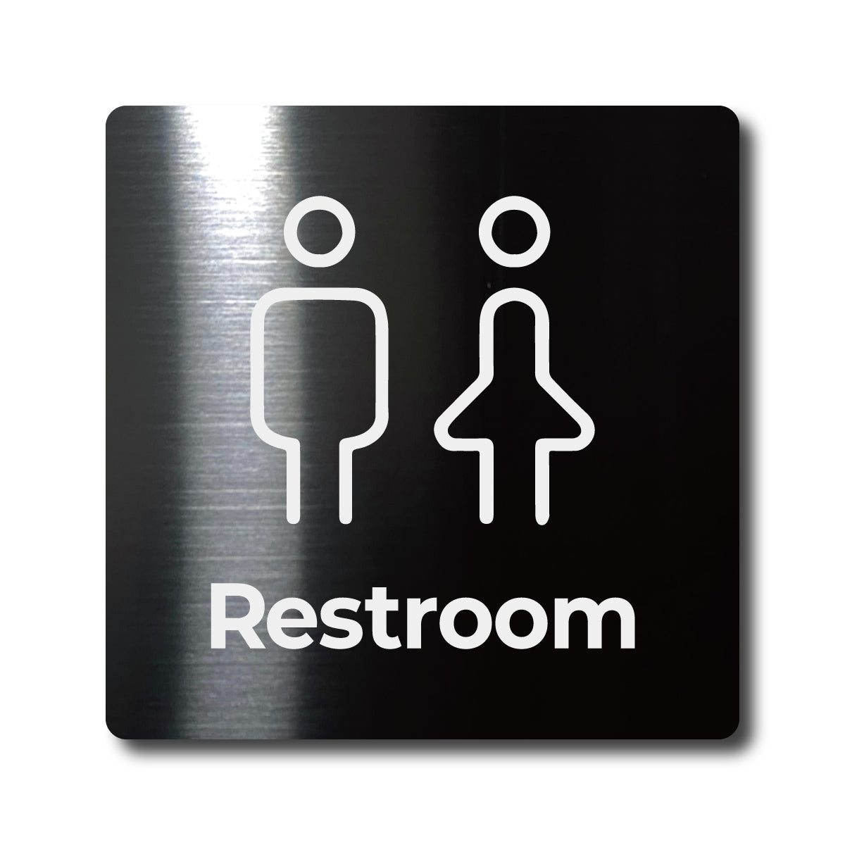 Medium Stainless Steel Adhesive Pictogram Wall Sign - Black