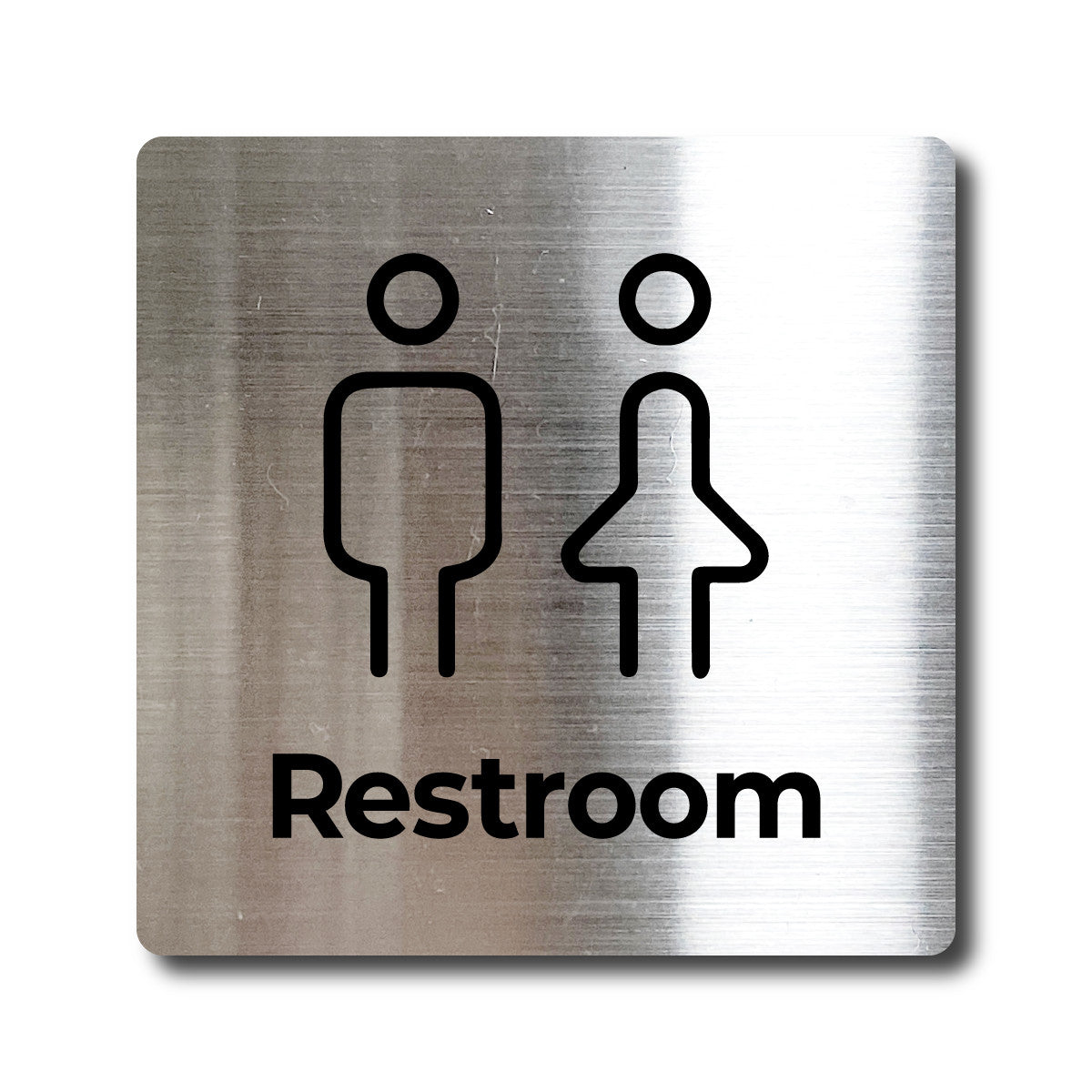 Medium Stainless Steel Adhesive Pictogram Wall Sign - Silver