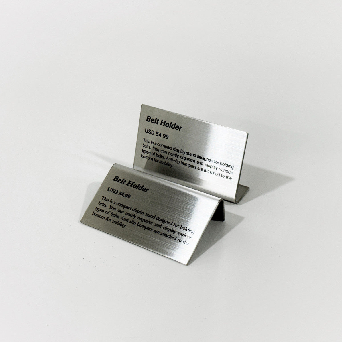 Stainless steel freestanding small POP plate, silver, 70×20×40mm
