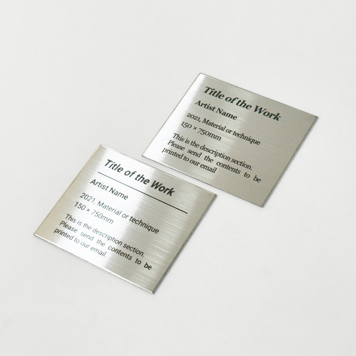 Stainless steel caption plate, silver, 70×60mm from SIDE collection