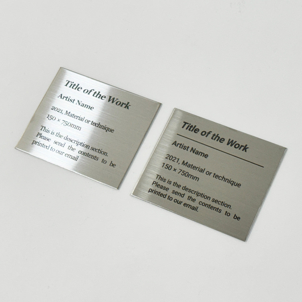 Stainless steel caption plate, silver, 70×60mm from SIDE collection