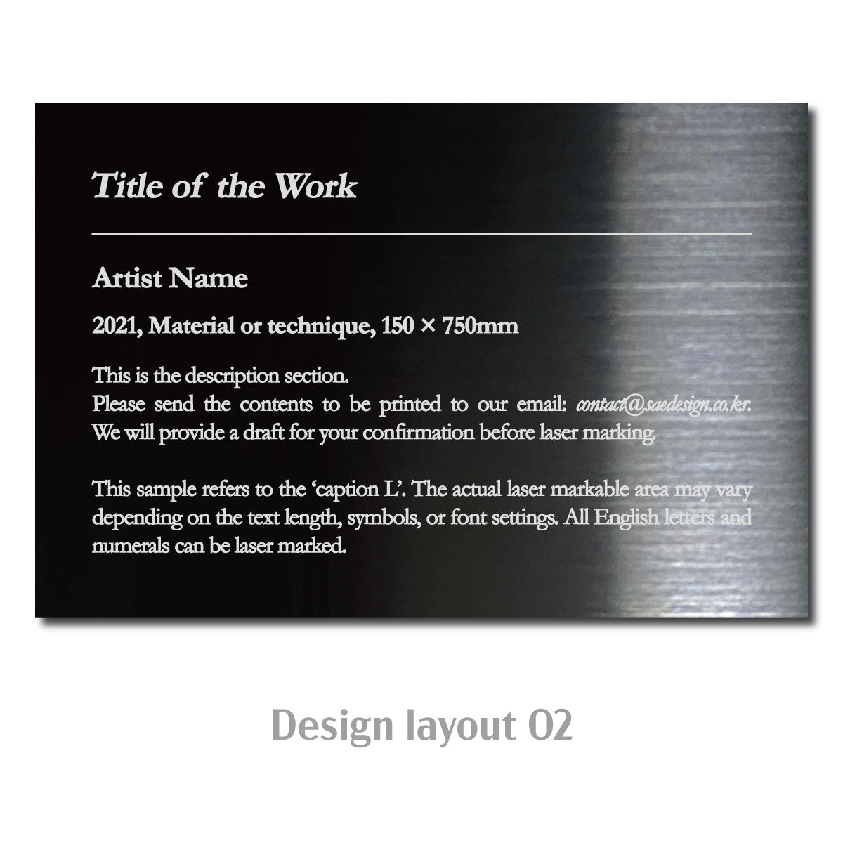 Large Freestanding Caption Plate Black 150x30x100mm 5.91x1.18x3.94in SIDE Collection