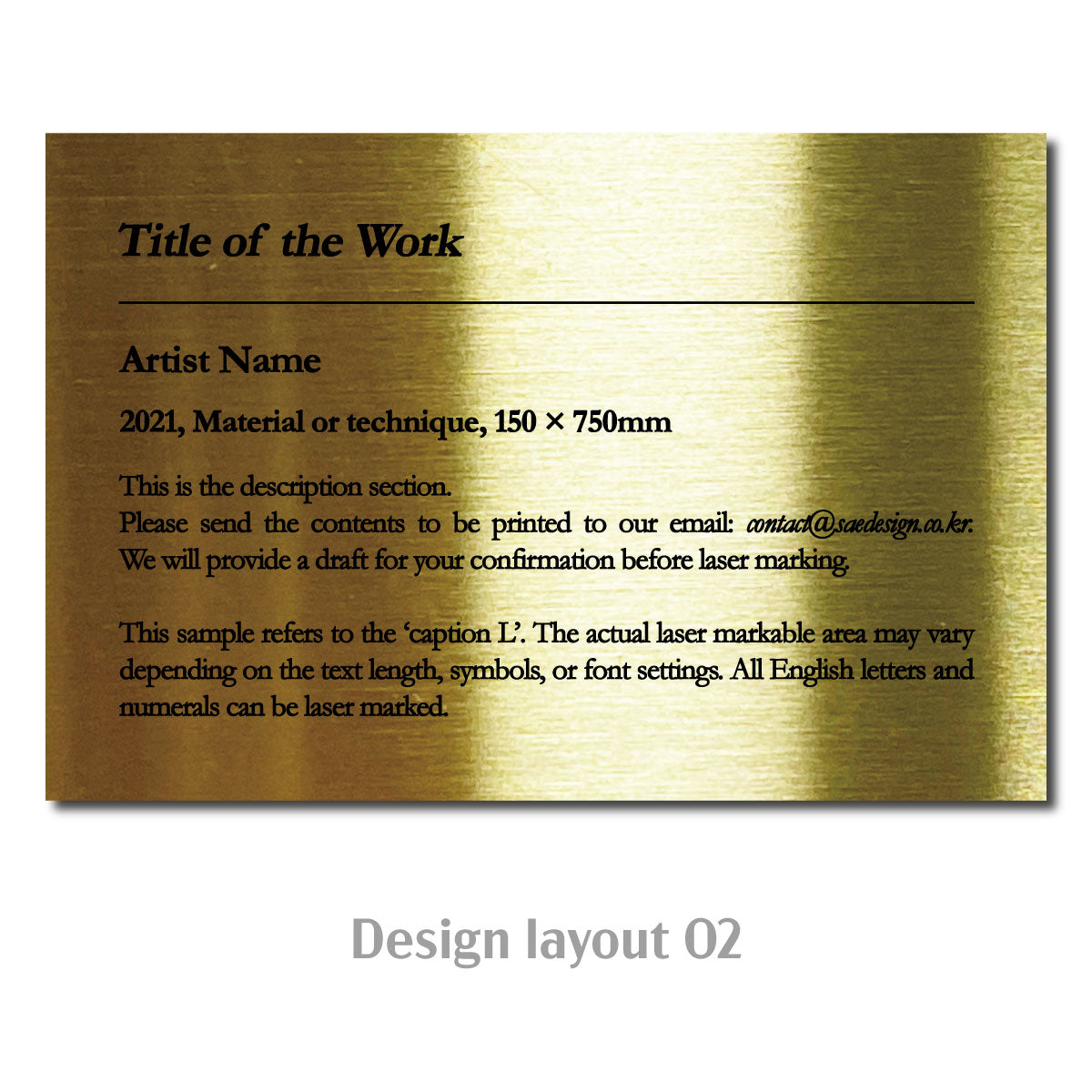 Large Freestanding Caption Plate Gold 150x30x100mm 5.91x1.18x3.94in SIDE Collection