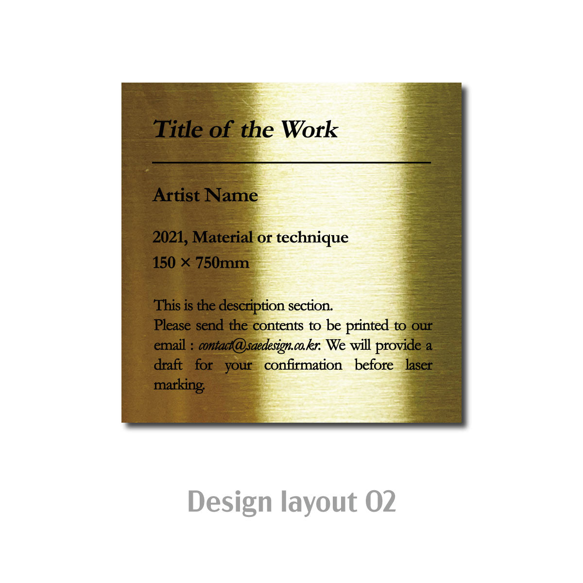 Medium Freestanding Caption Plate Gold 80x30x80mm 3.15x1.18x3.15in Portait Wide SIDE Collection
